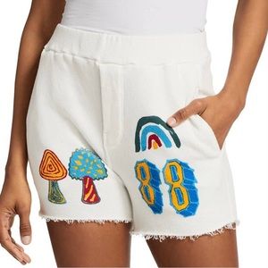 Mother The Quickie Roller Graphic Fray White Shorts